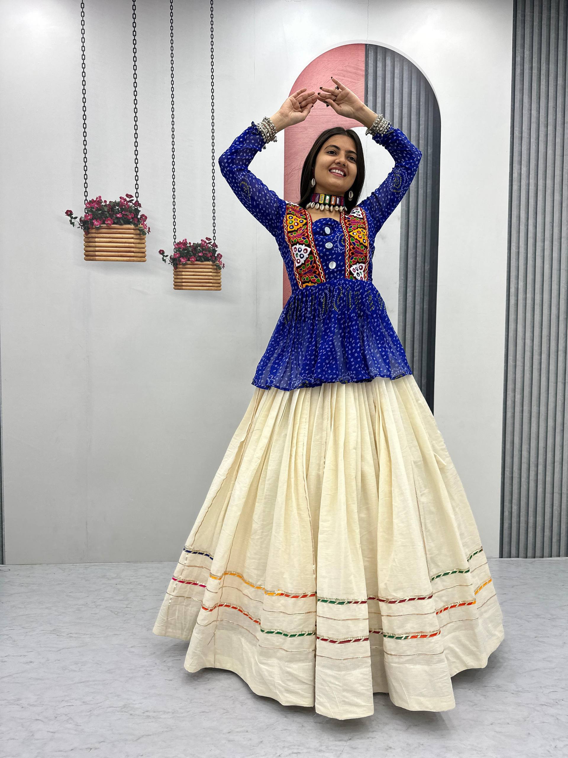 Glorious Black Color Bandhej Print Gamthi Work Lehenga Choli