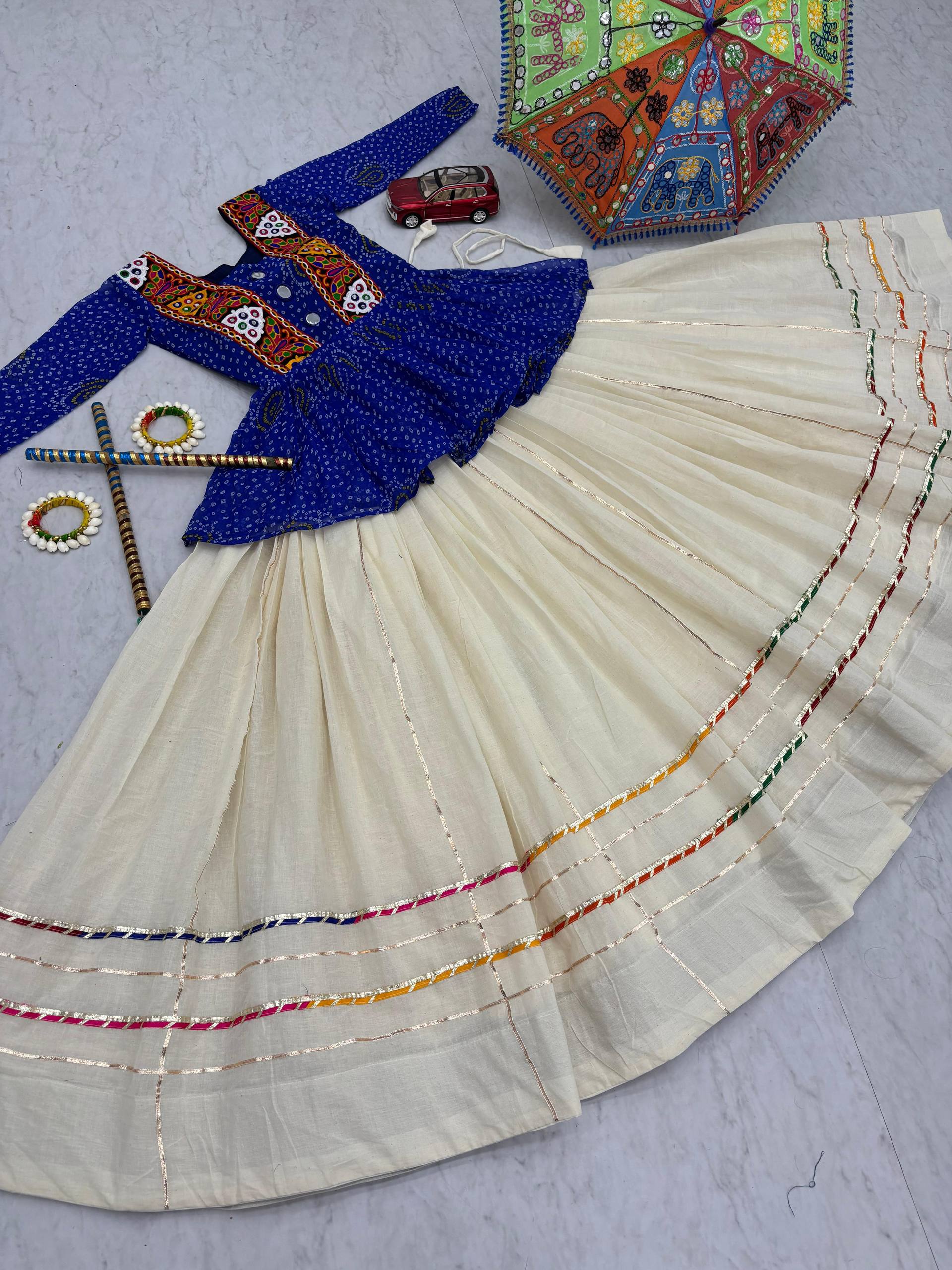 Glorious Black Color Bandhej Print Gamthi Work Lehenga Choli