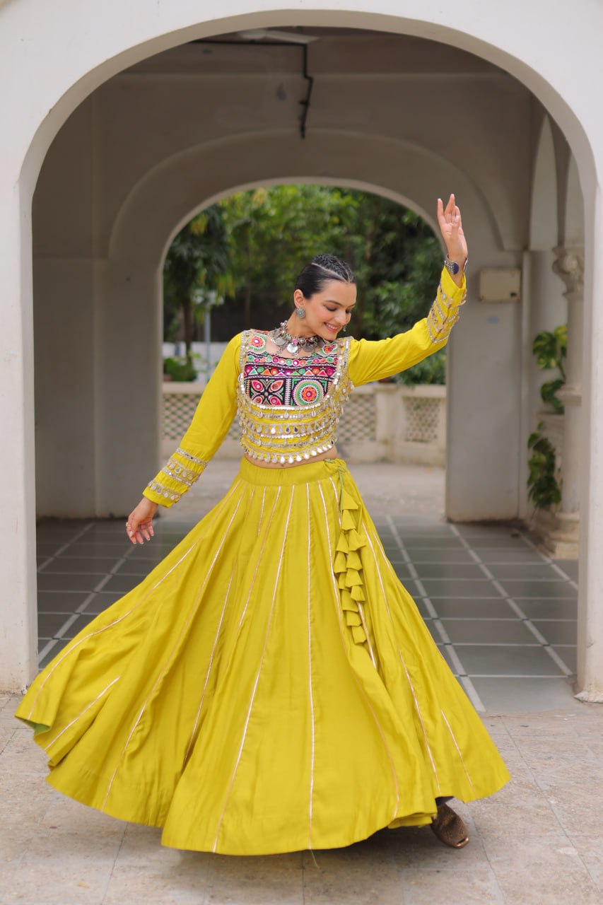 Amazing Maroon Roman Kutchi Gamthi Embroidered Lehenga Choli