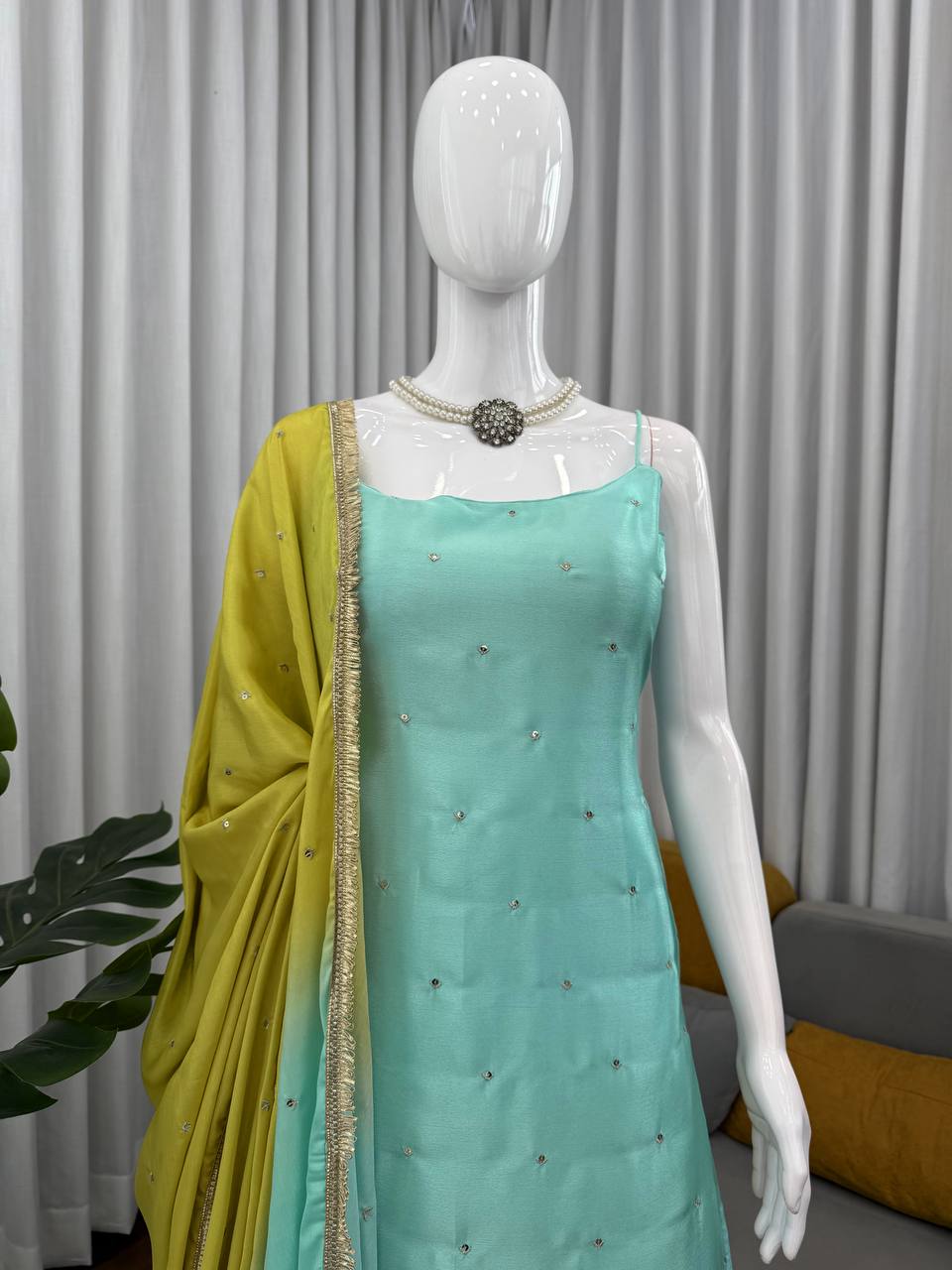 Ravishing Green Sequence Work Sharara Suit