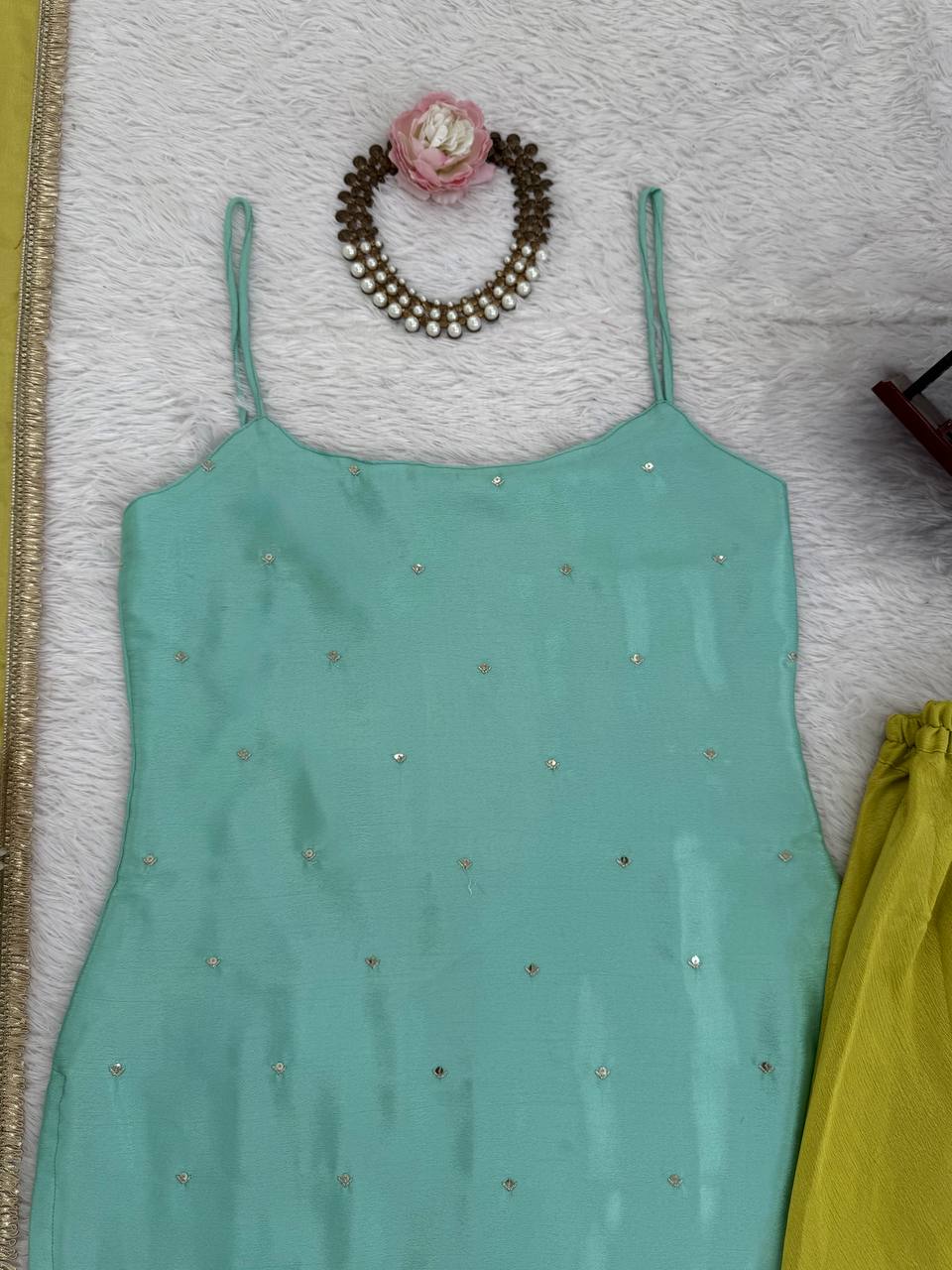 Ravishing Green Sequence Work Sharara Suit