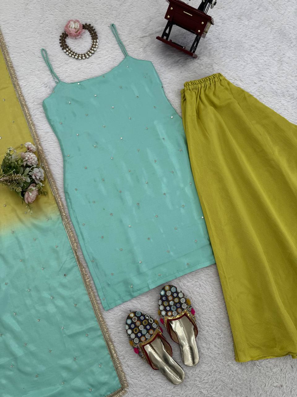 Ravishing Green Sequence Work Sharara Suit