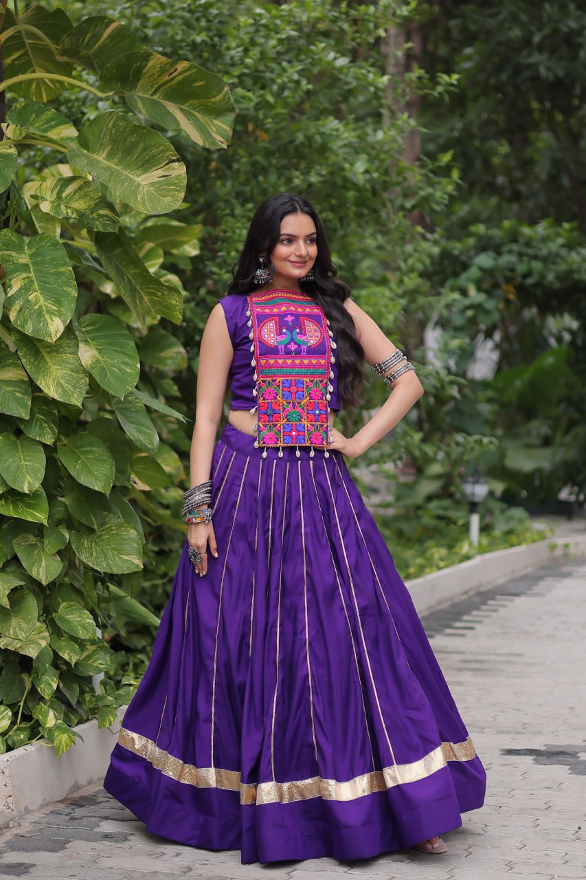 Pink Color Kutchi Embroidered Work Lehenga Choli For Navratri Wear