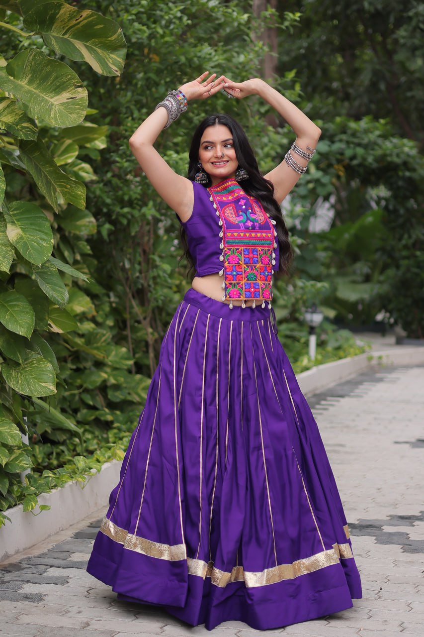 Pink Color Kutchi Embroidered Work Lehenga Choli For Navratri Wear