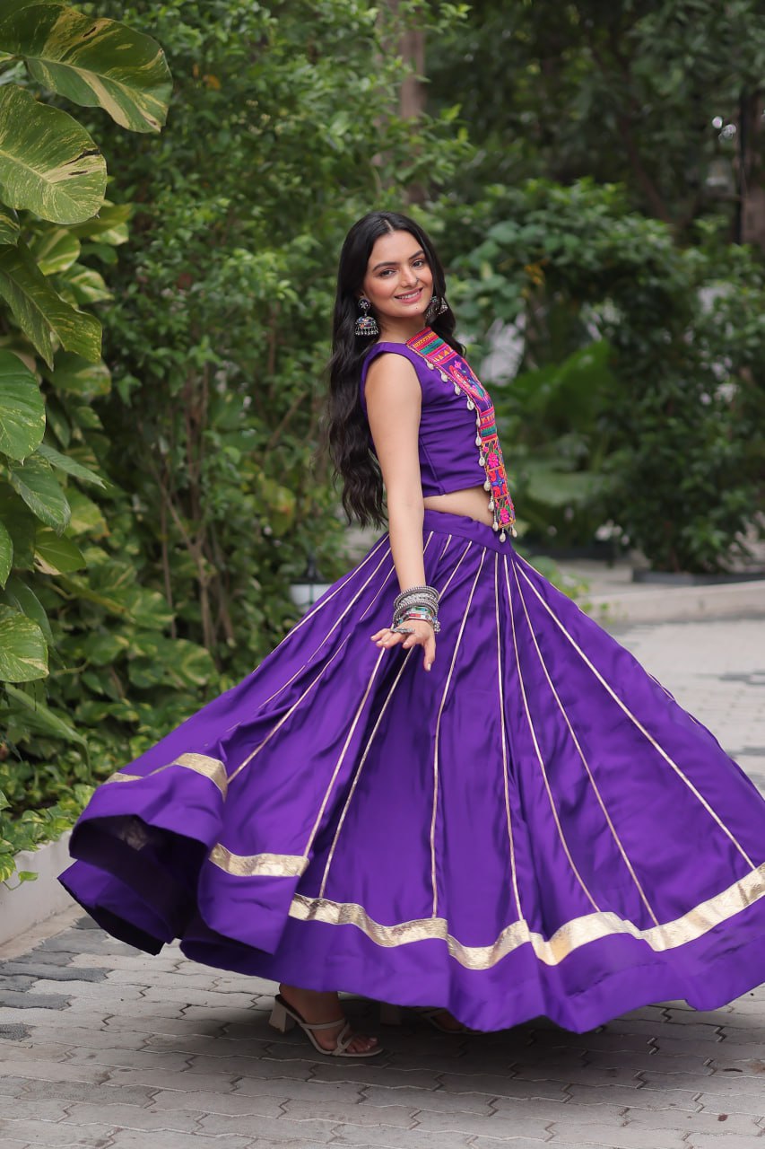 Pink Color Kutchi Embroidered Work Lehenga Choli For Navratri Wear