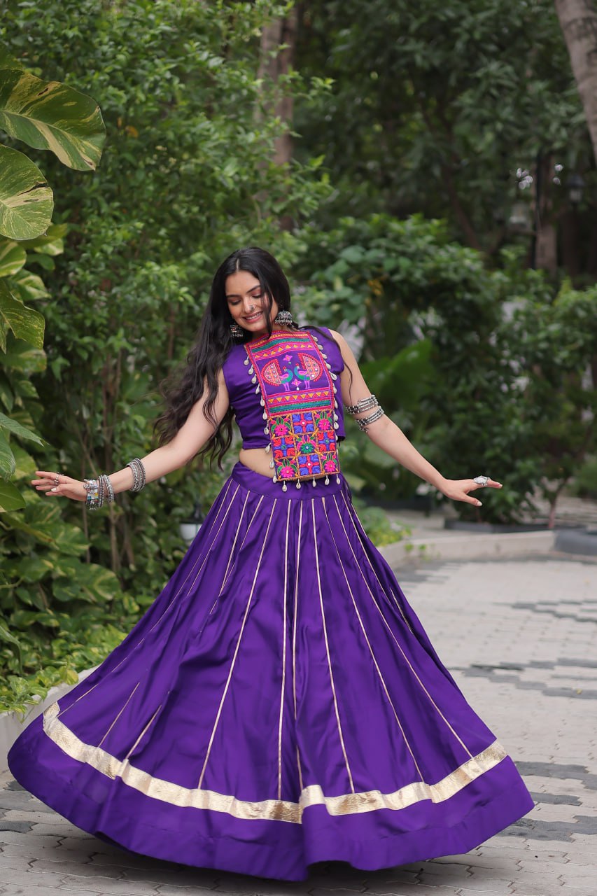 Pink Color Kutchi Embroidered Work Lehenga Choli For Navratri Wear