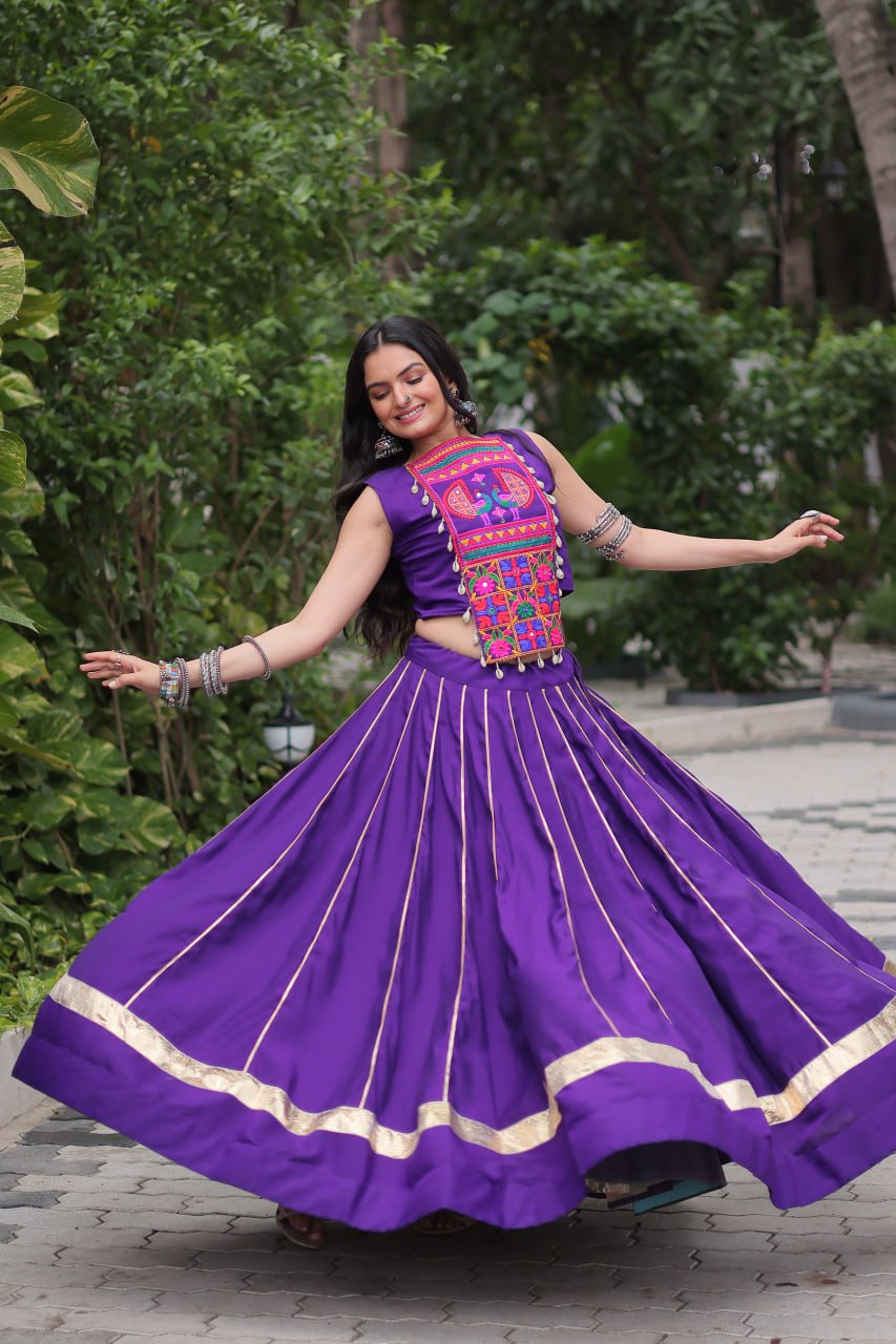 Pink Color Kutchi Embroidered Work Lehenga Choli For Navratri Wear