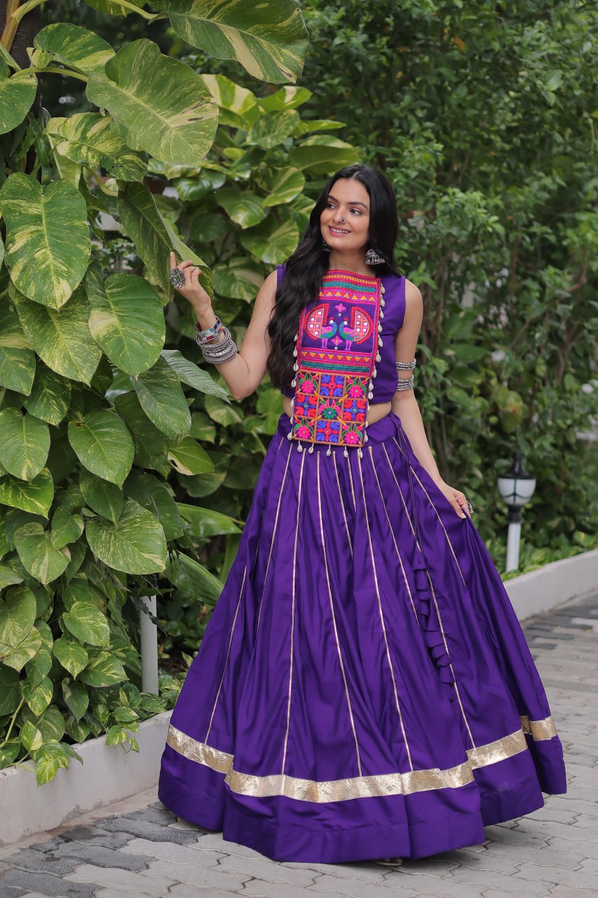 Pink Color Kutchi Embroidered Work Lehenga Choli For Navratri Wear