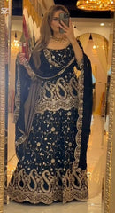 Trendy Black Color Heavy Embroidery Sequence Work Sharara Suit
