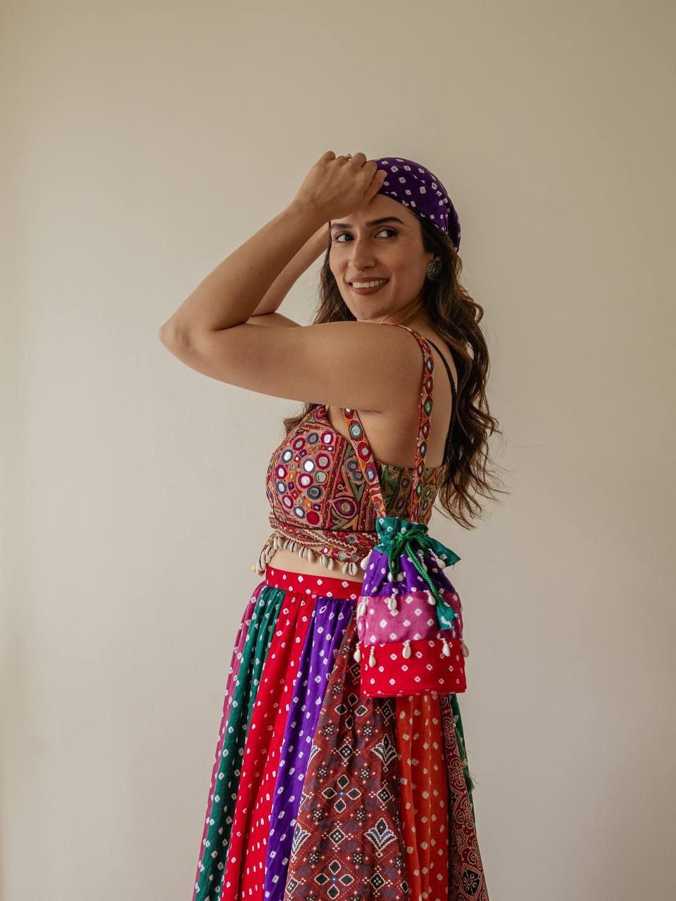 Multicolor Digital Print Georgette Lehenga Choli For Navratri Wear