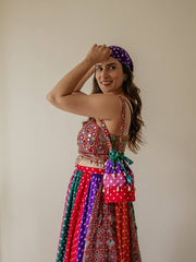 Multicolor Digital Print Georgette Lehenga Choli For Navratri Wear