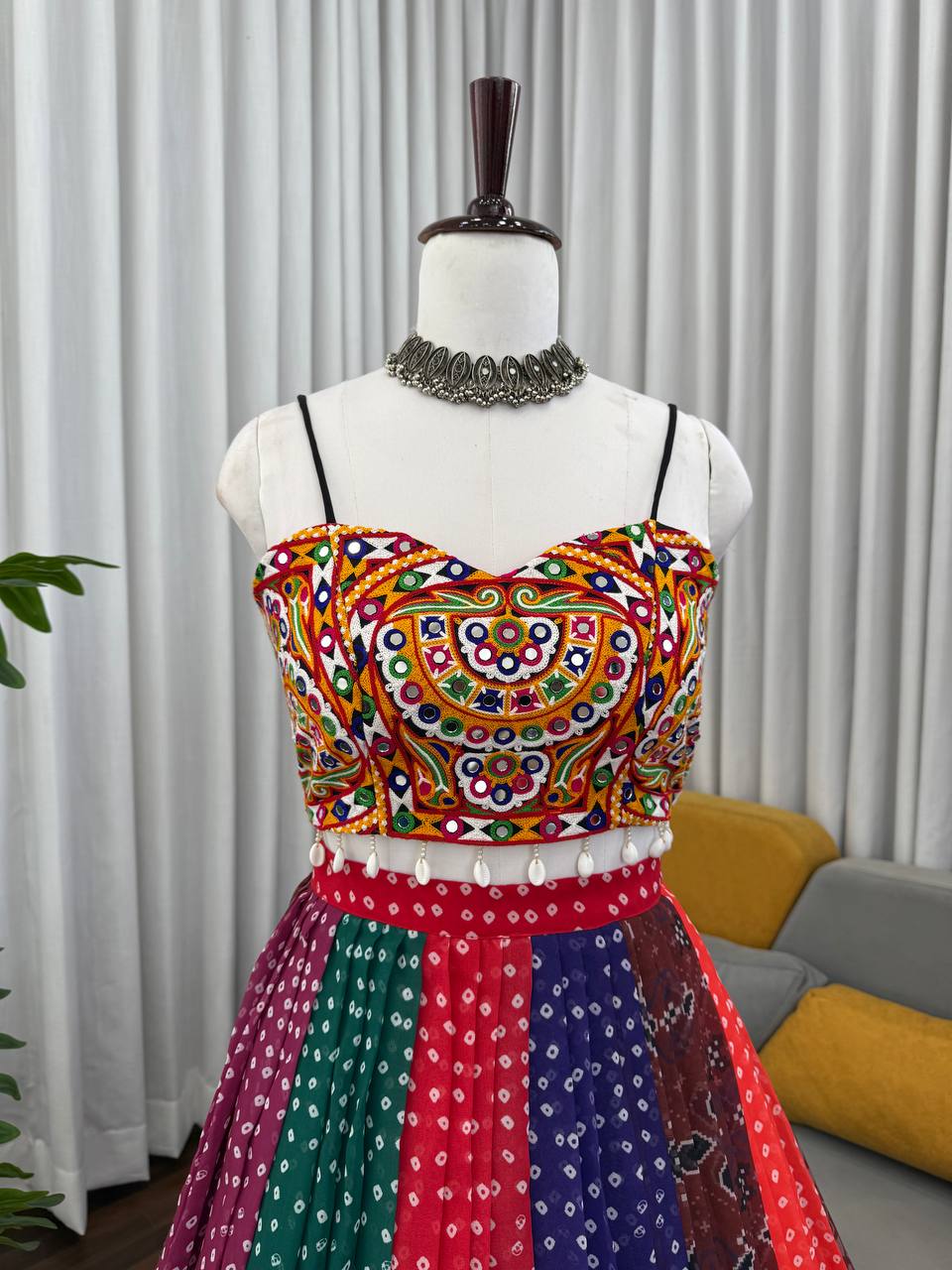 Multicolor Digital Print Georgette Lehenga Choli For Navratri Wear