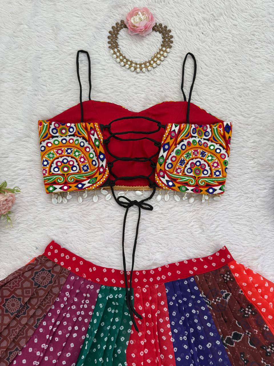 Multicolor Digital Print Georgette Lehenga Choli For Navratri Wear