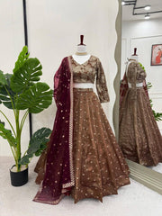 Trendy Brown Color Sequence Work Lehenga Choli