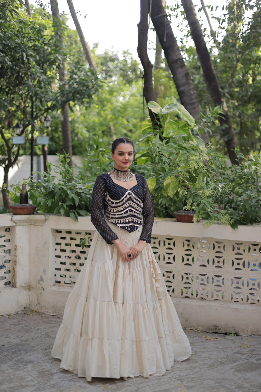 Navratri Wear Pink Color Mirror Work Lehenga Choli