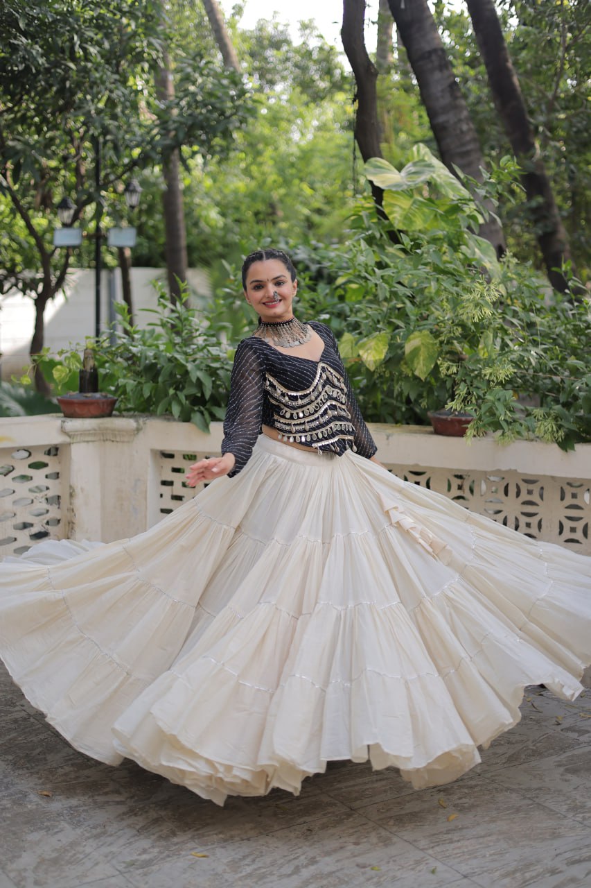 Navratri Wear Pink Color Mirror Work Lehenga Choli