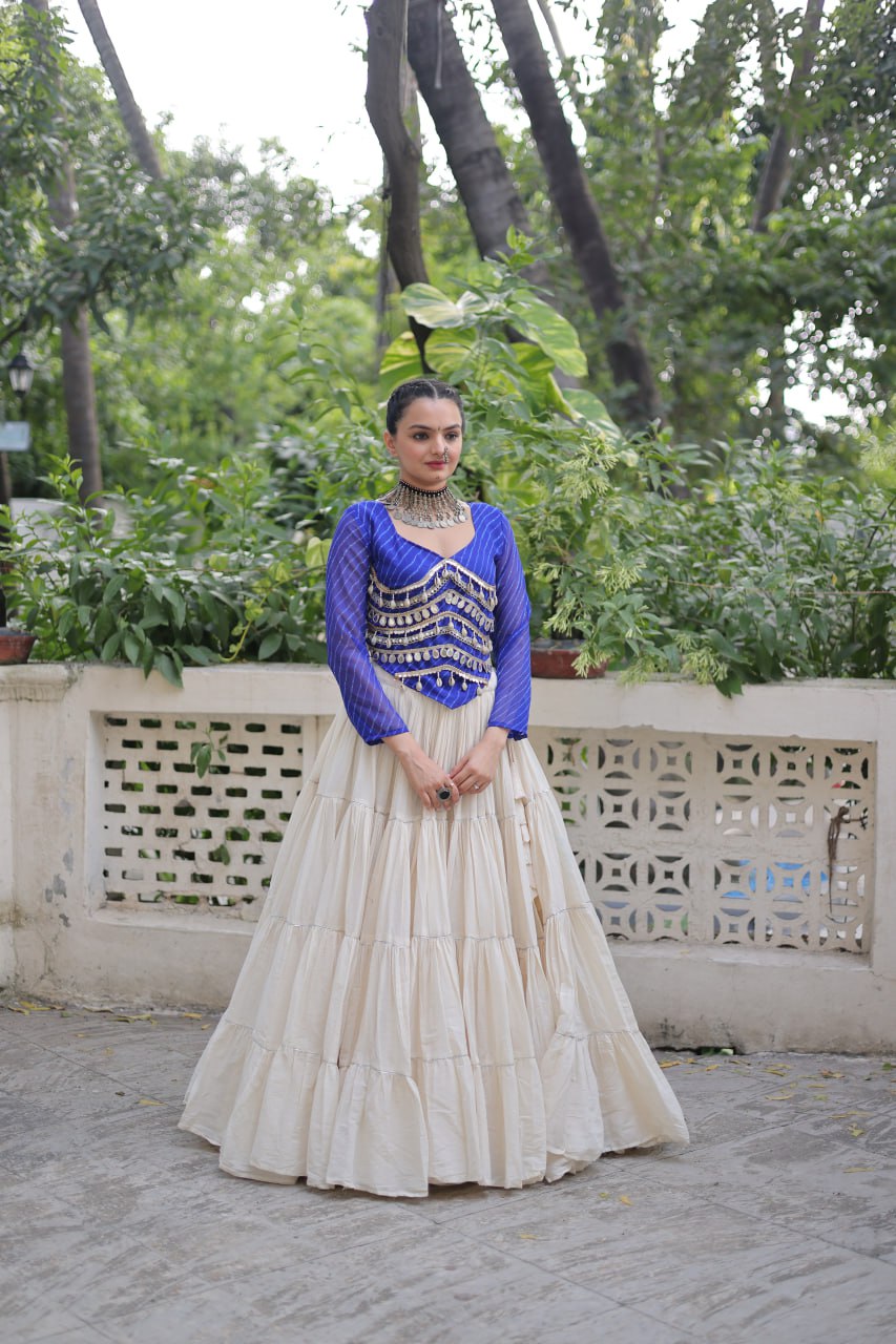 Navratri Wear Pink Color Mirror Work Lehenga Choli