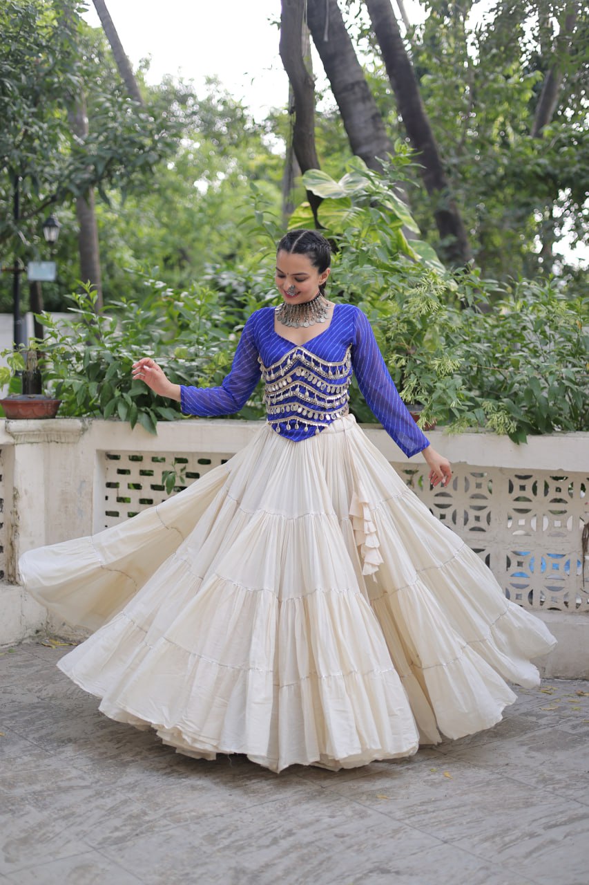 Navratri Wear Pink Color Mirror Work Lehenga Choli
