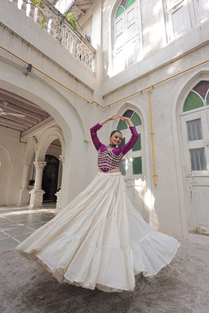 Navratri Wear Pink Color Mirror Work Lehenga Choli
