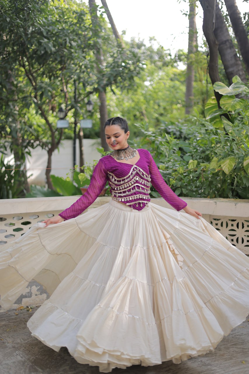Navratri Wear Pink Color Mirror Work Lehenga Choli
