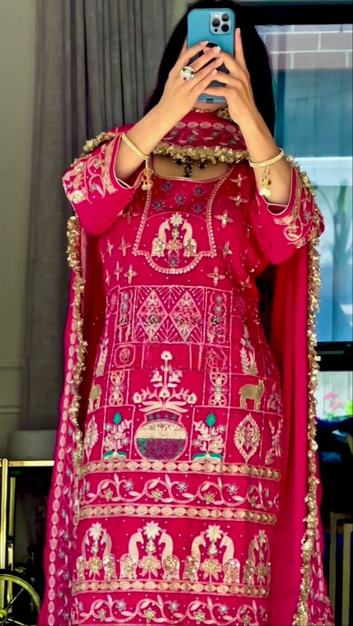 Trendy Orange Color Sequence Work Dhoti Suit