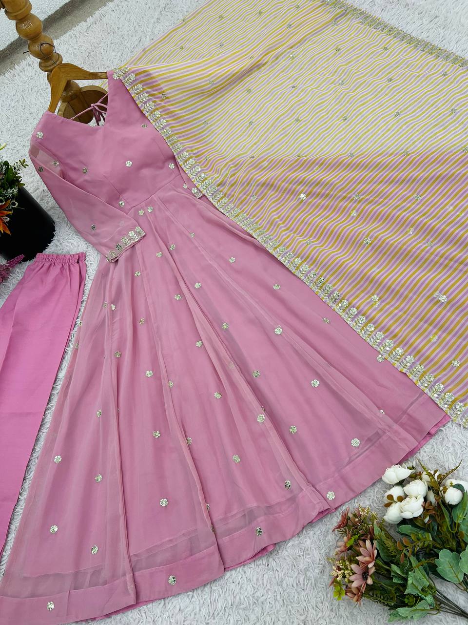 Pretty Sky Blue Color Georgette Palazzo Suit