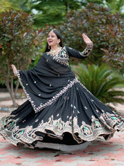 Lovely Black Color Embroidery Work Lehenga Choli