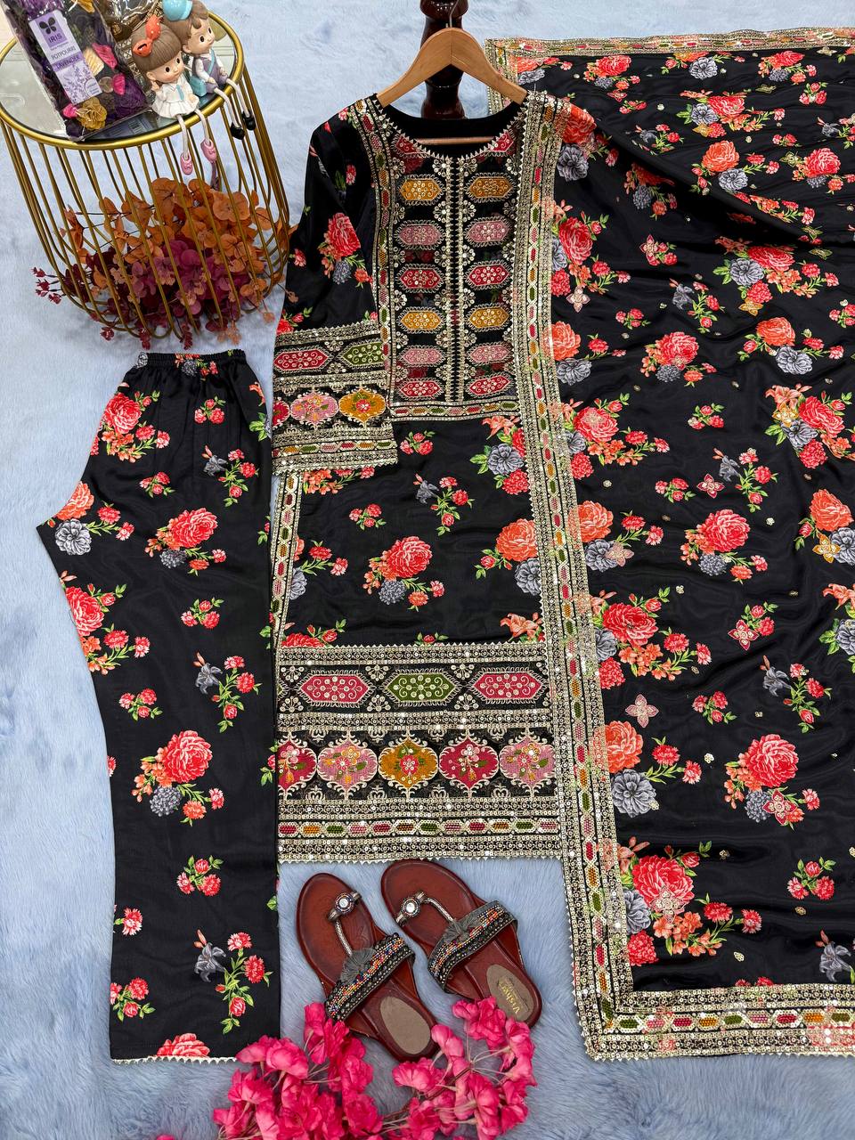 Trendy Black Color Work Anarkali Suit