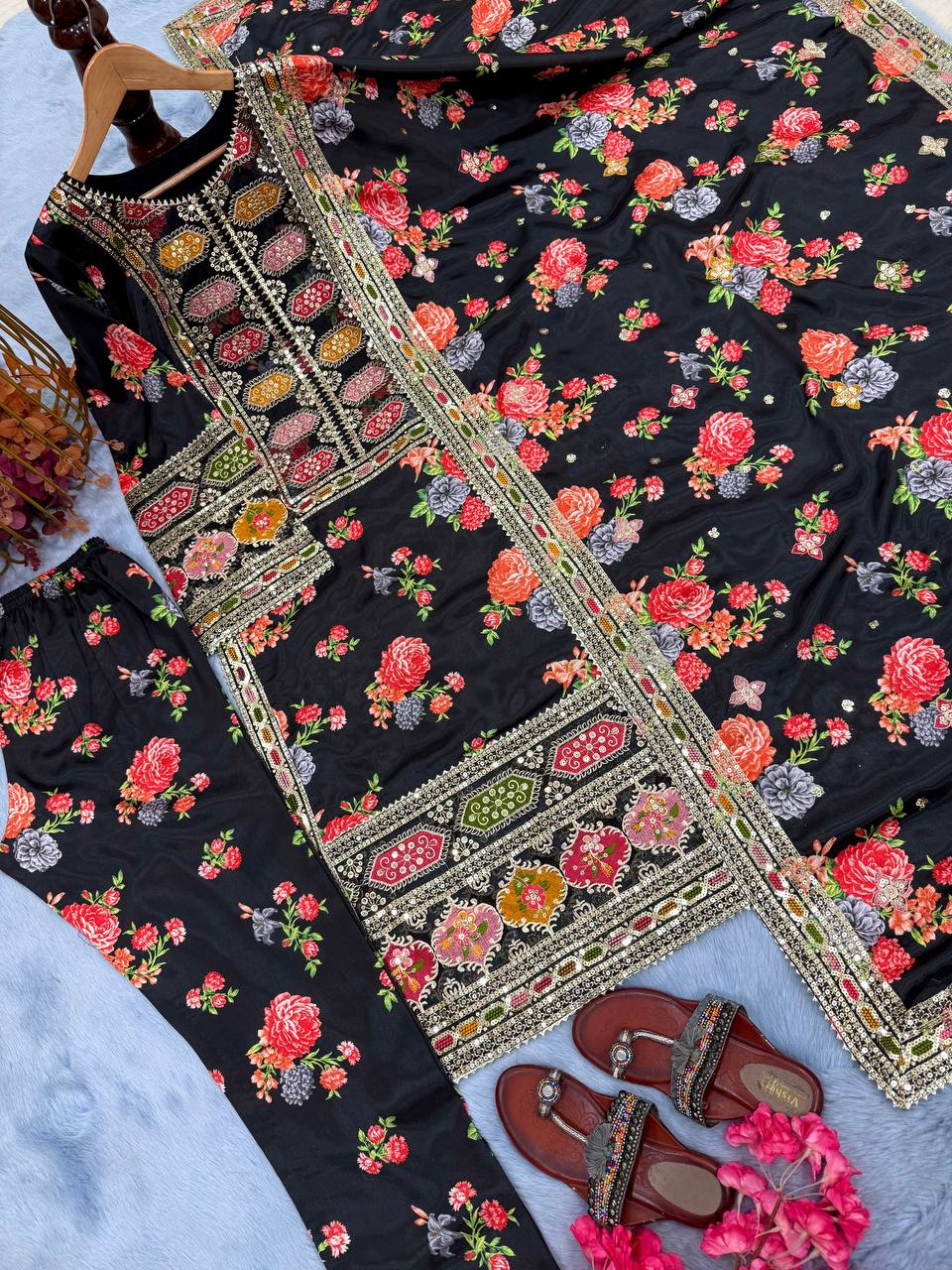 Trendy Black Color Work Anarkali Suit