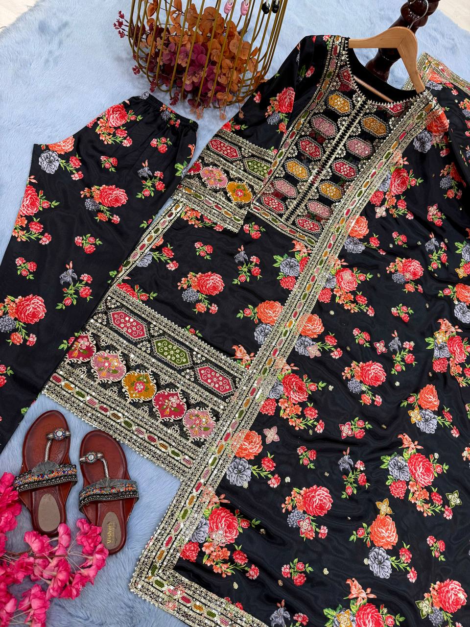 Trendy Black Color Work Anarkali Suit