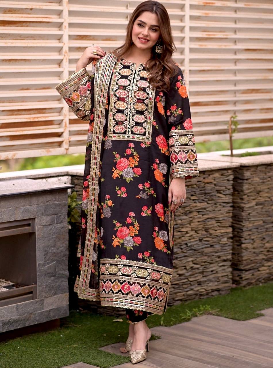 Trendy Black Color Work Anarkali Suit