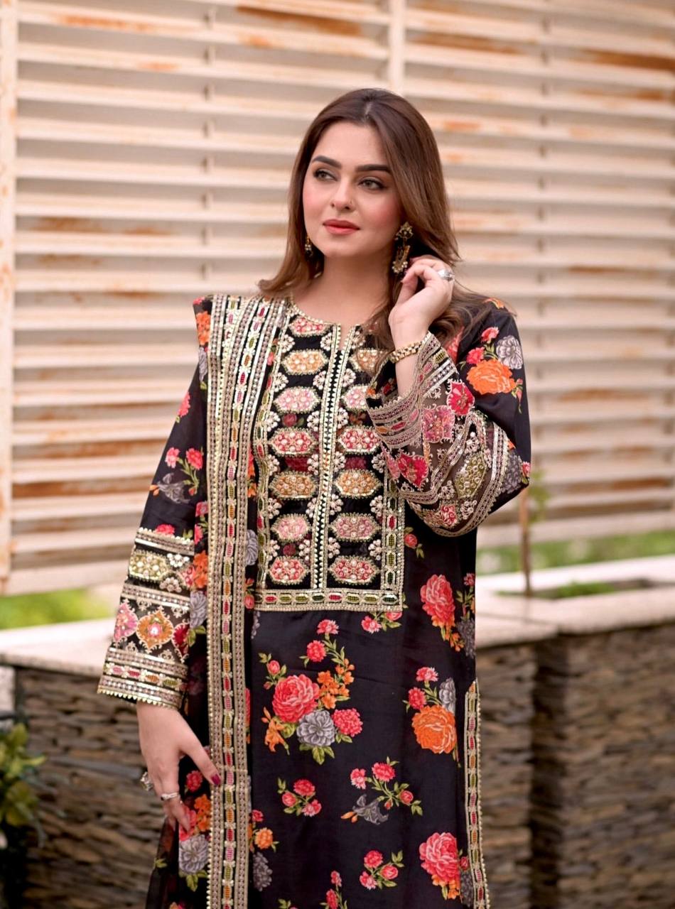 Trendy Black Color Work Anarkali Suit