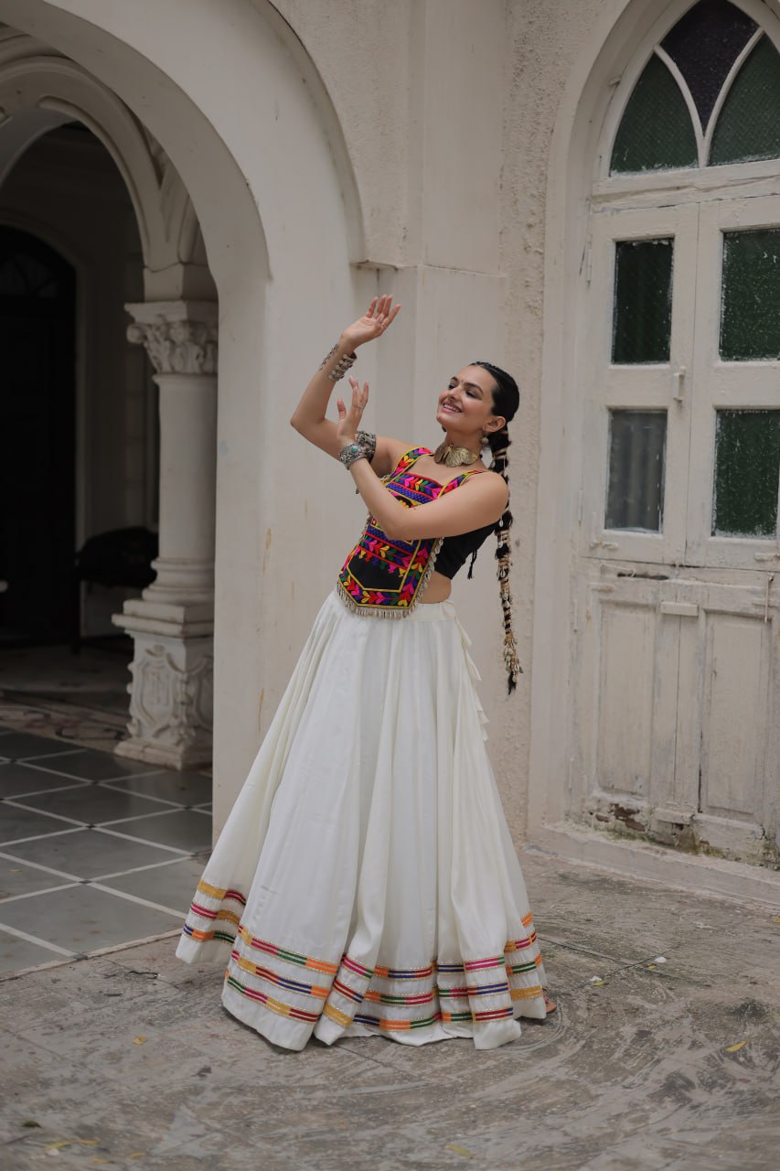 Navratri Wear Black Color Kutchi Gamthi Work Lehenga Choli
