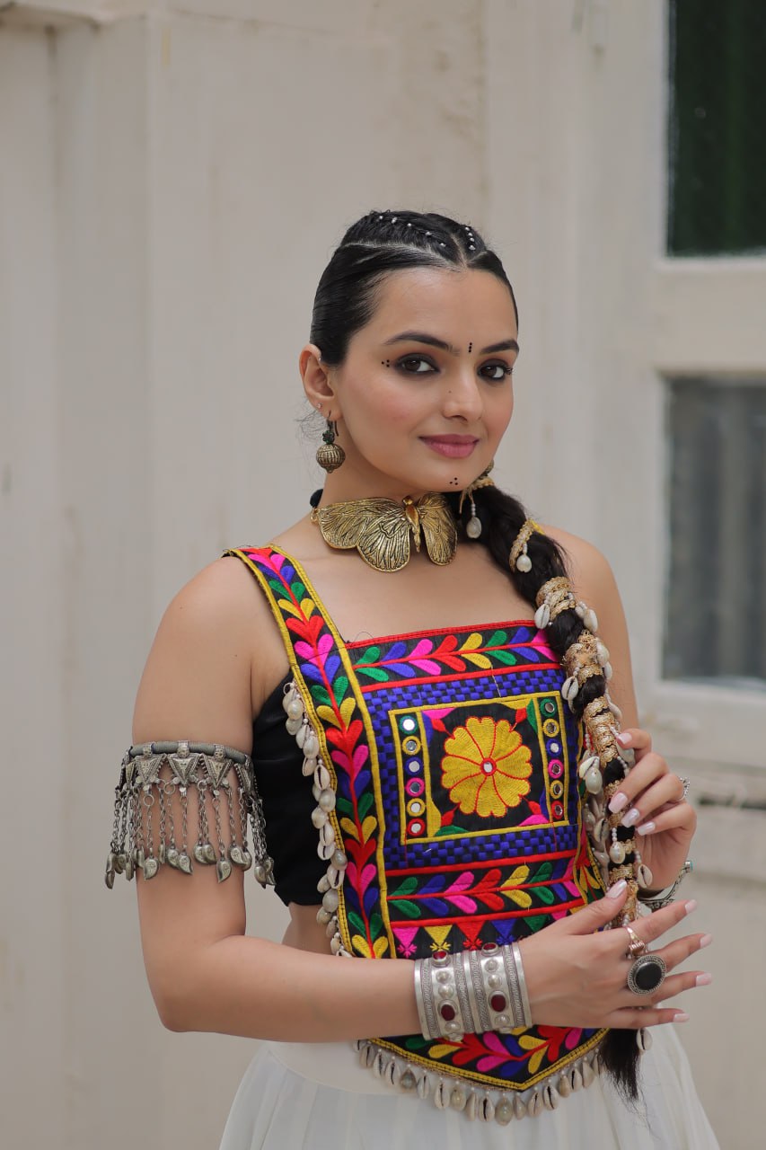Navratri Wear Black Color Kutchi Gamthi Work Lehenga Choli