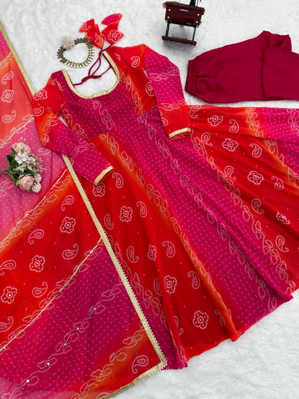 Ravishing Pink Color Digital Printed Georgette Anarkali Suit