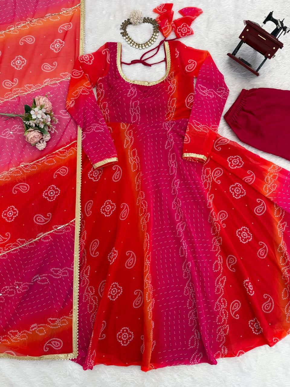 Ravishing Pink Color Digital Printed Georgette Anarkali Suit