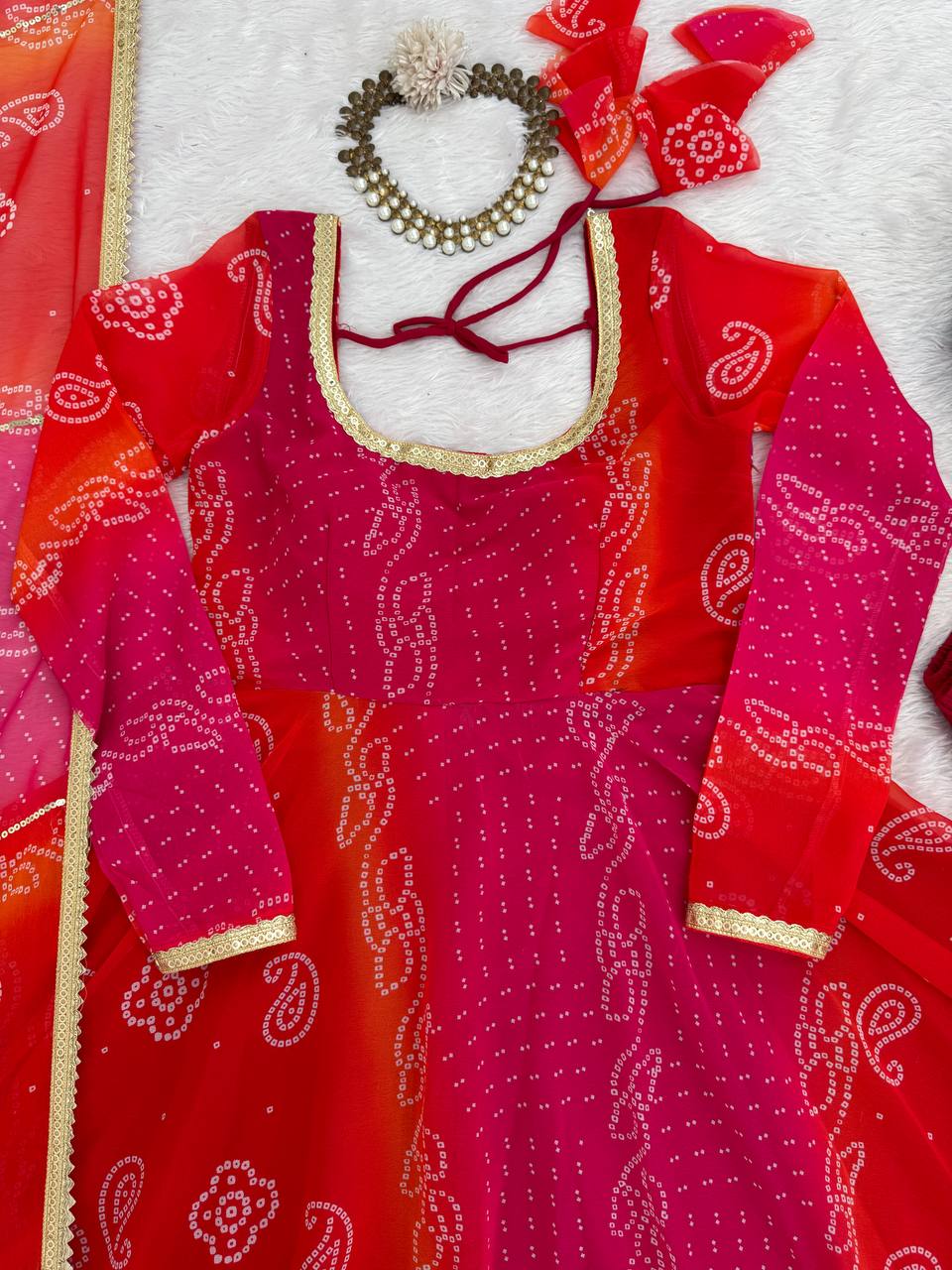 Ravishing Pink Color Digital Printed Georgette Anarkali Suit