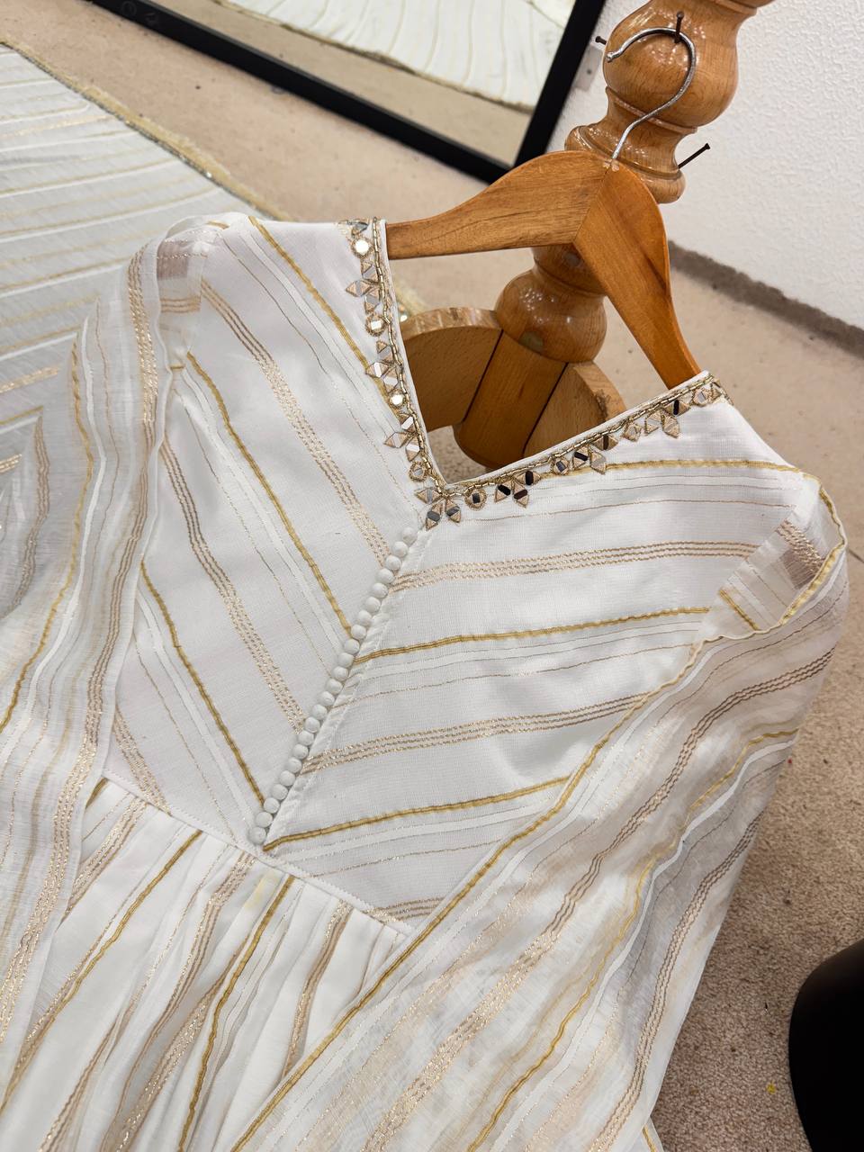 Awesome White Color Mirror Work Sharara Suit