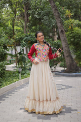 White Color Embroidered Lehenga Choli For Navratri Collection