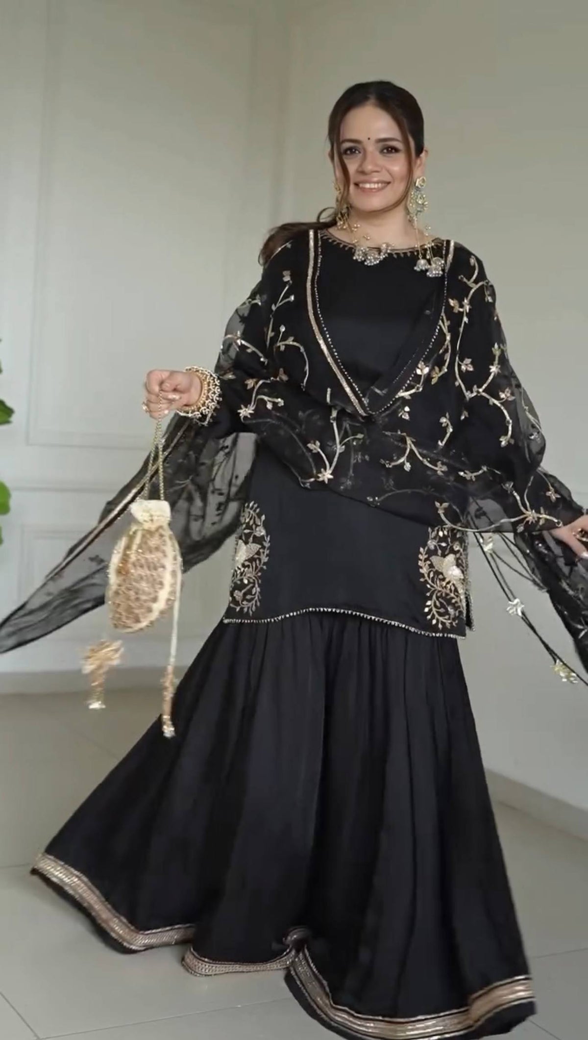 Amazing Black Color Sequence Work Sharara Suit