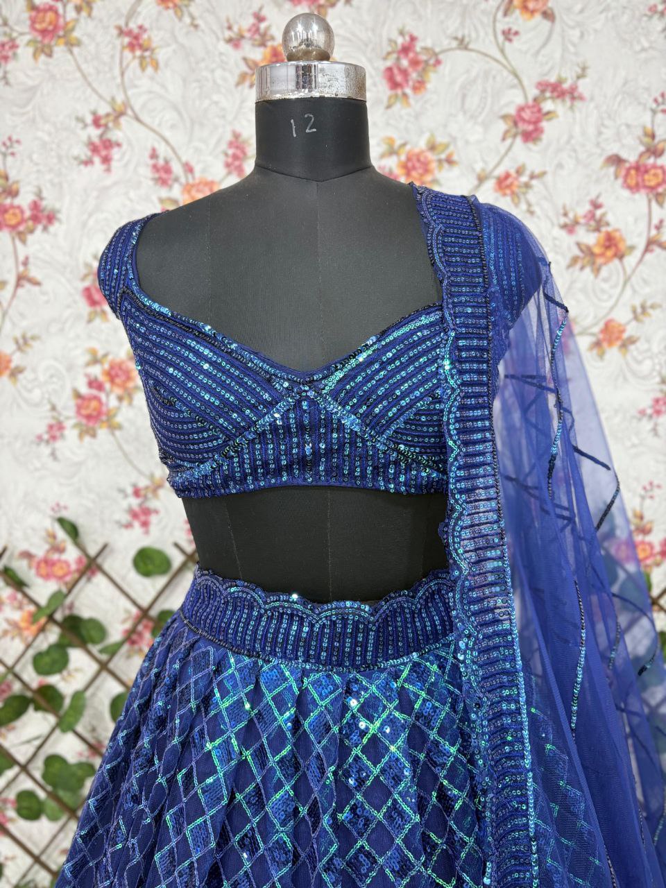 Wedding Collection Blue Color Net Zari Work Lehenga Choli
