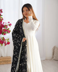 Gorgeous Black Color Vichitra Silk Work Anarkali Gown