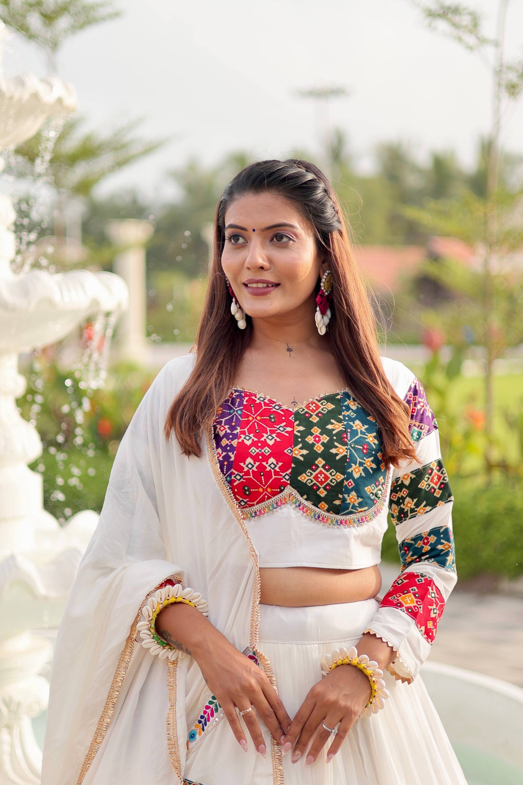 White Color Navratri Wear Designer Lehenga Choli