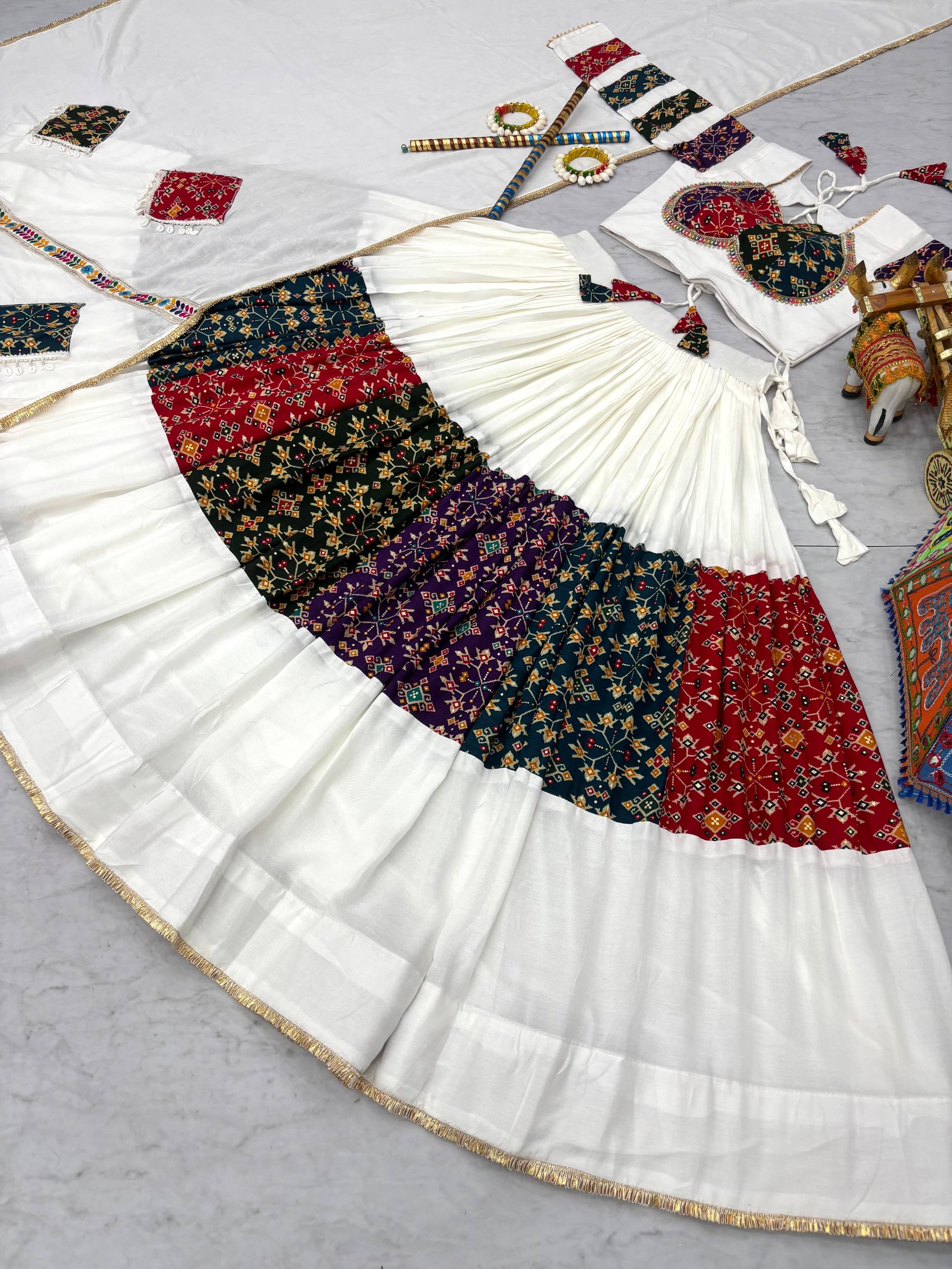 White Color Navratri Wear Designer Lehenga Choli