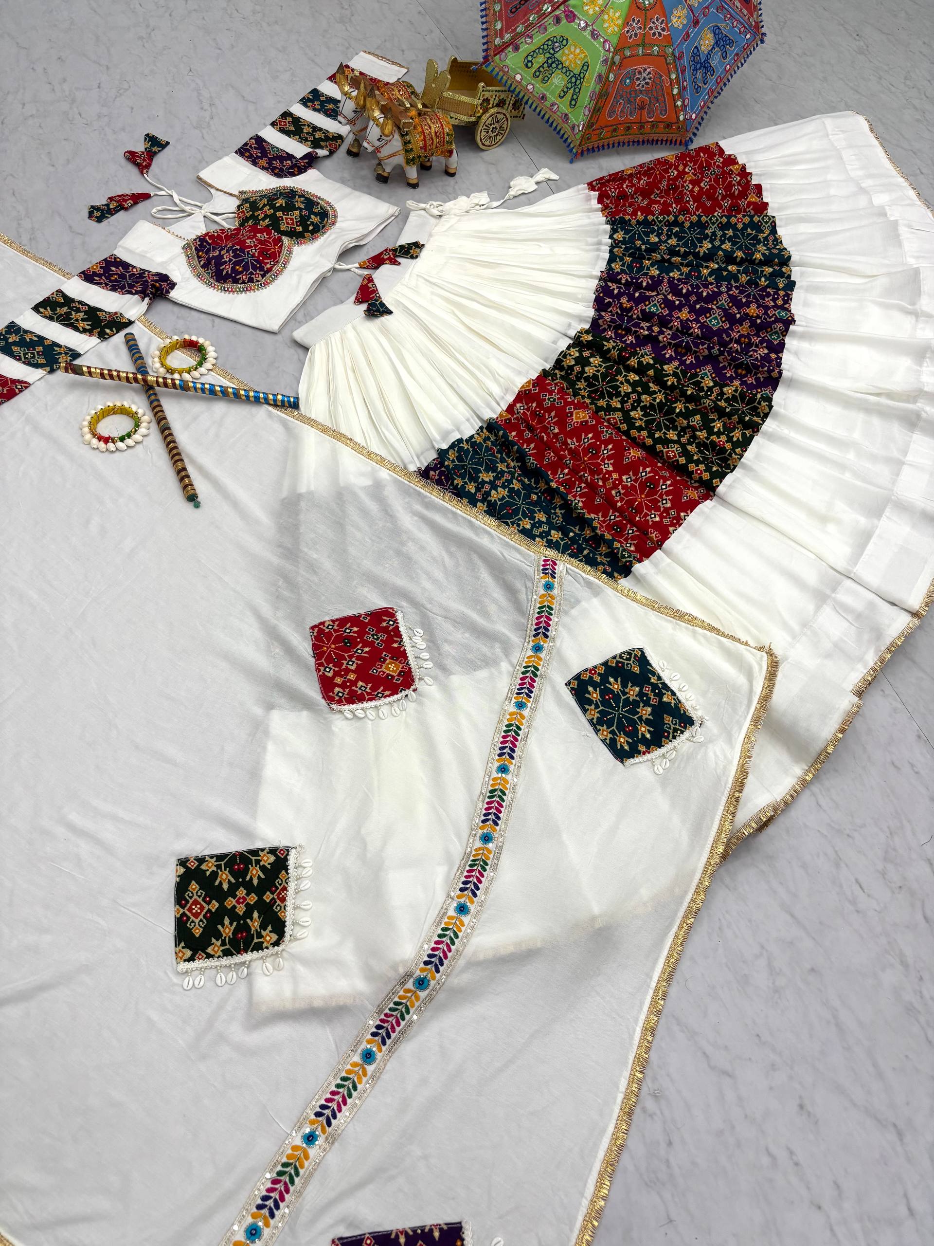 White Color Navratri Wear Designer Lehenga Choli