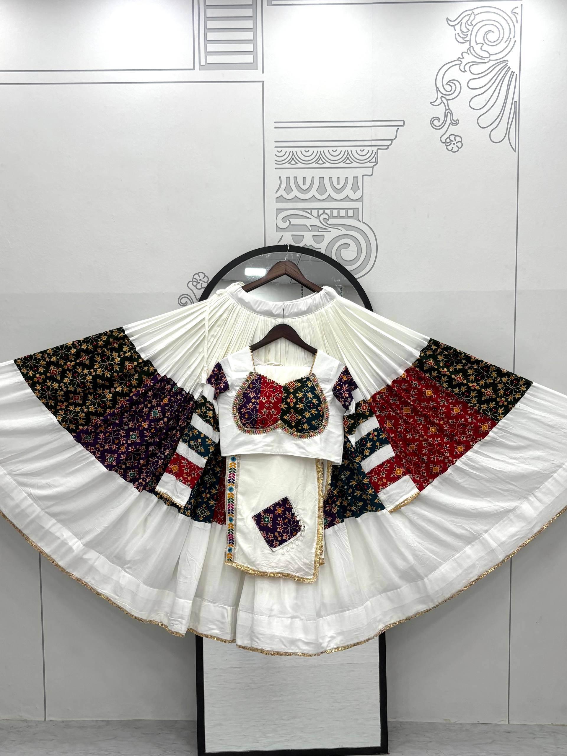 White Color Navratri Wear Designer Lehenga Choli