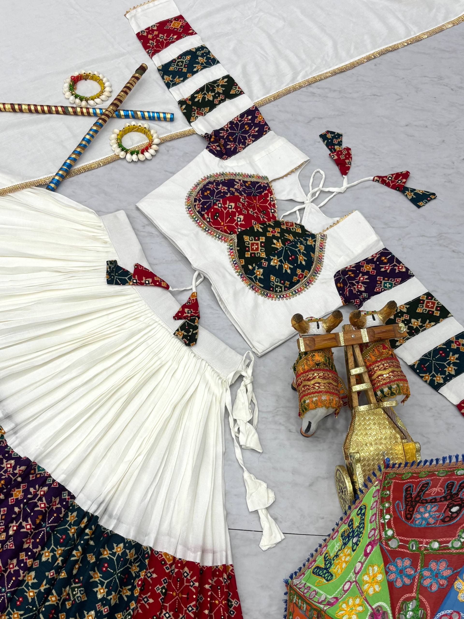 White Color Navratri Wear Designer Lehenga Choli