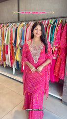 Lovely Pink Color Digital Printed Georgette Sharara Suit