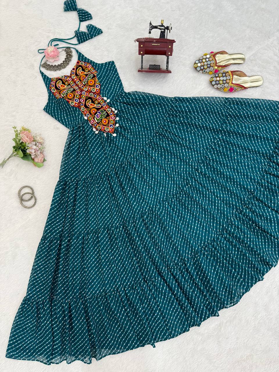 Exclusive Teal Blue Color Georgette Gown