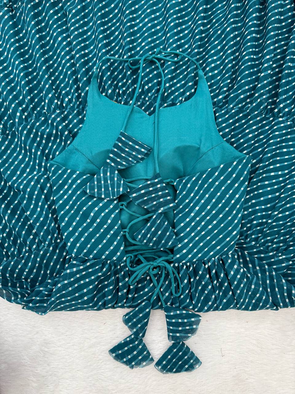 Exclusive Teal Blue Color Georgette Gown